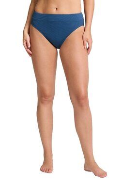 80$ Tommy Bahama Island Cays Solid High Waist Bikini Bottom Size M Indigo Blue
